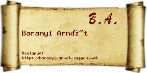 Baranyi Arnót névjegykártya